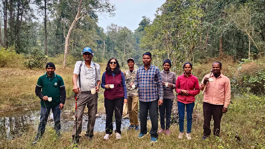 Guests and staff together on a trail walk